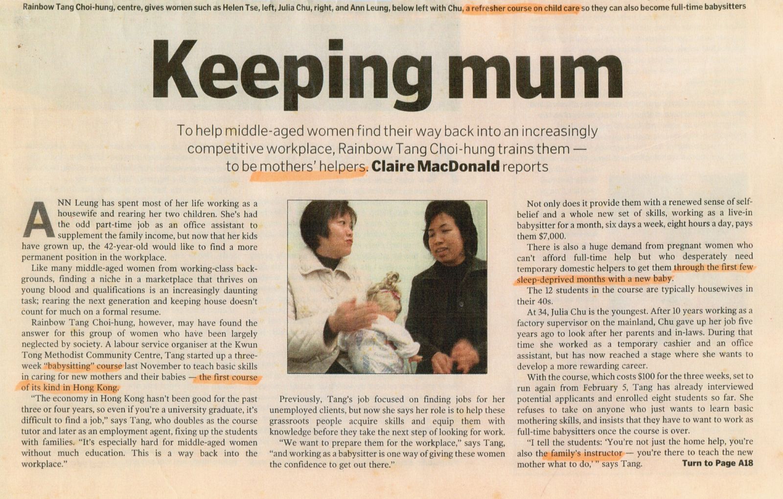 英文虎報 Keeping mum